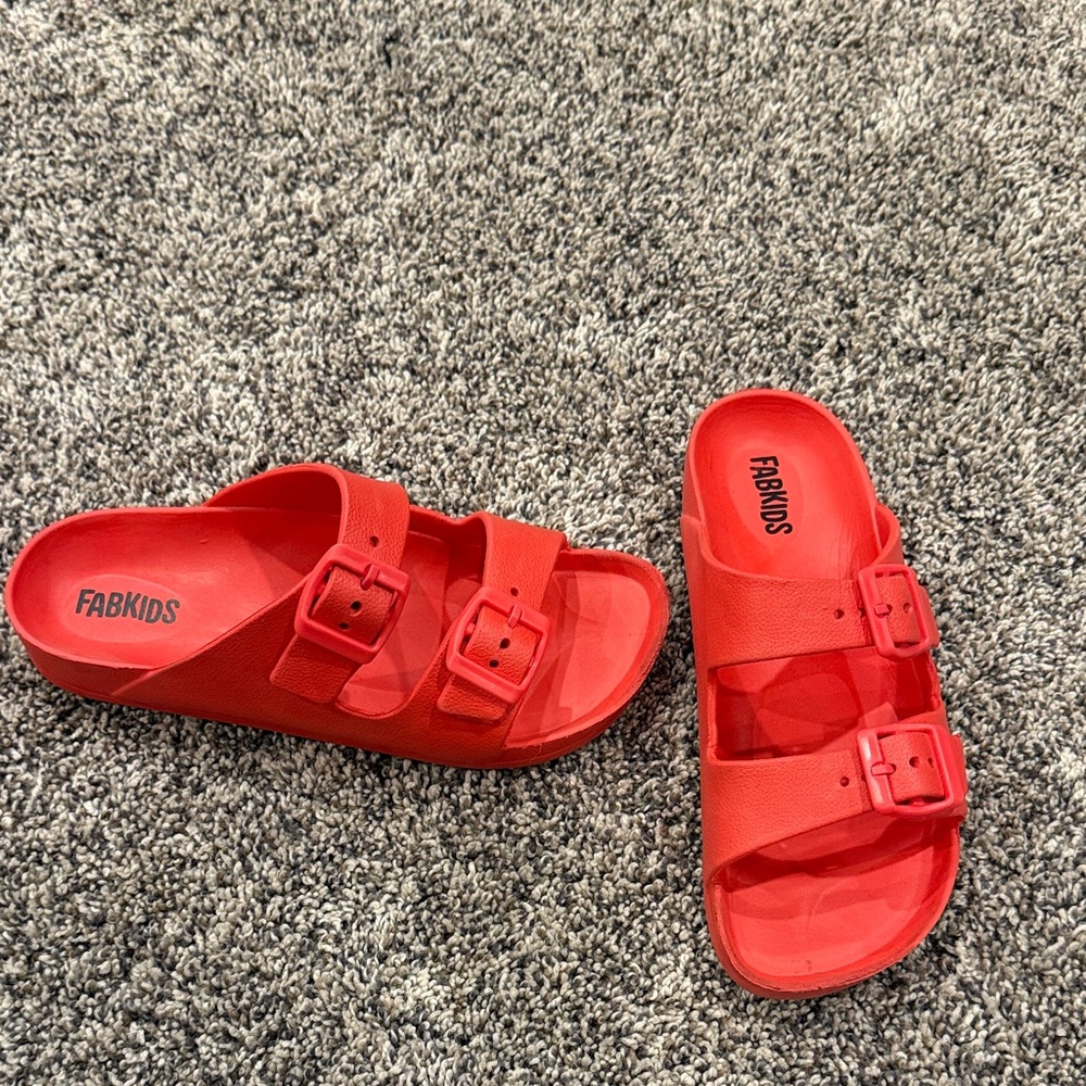 FabKids Vibrant Red Double Buckle Sandals